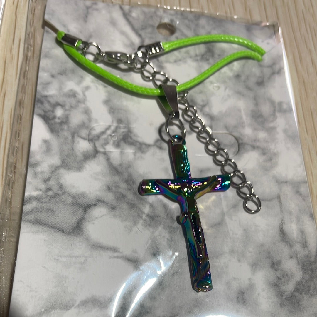 Rainbow Coloured Steel Cross