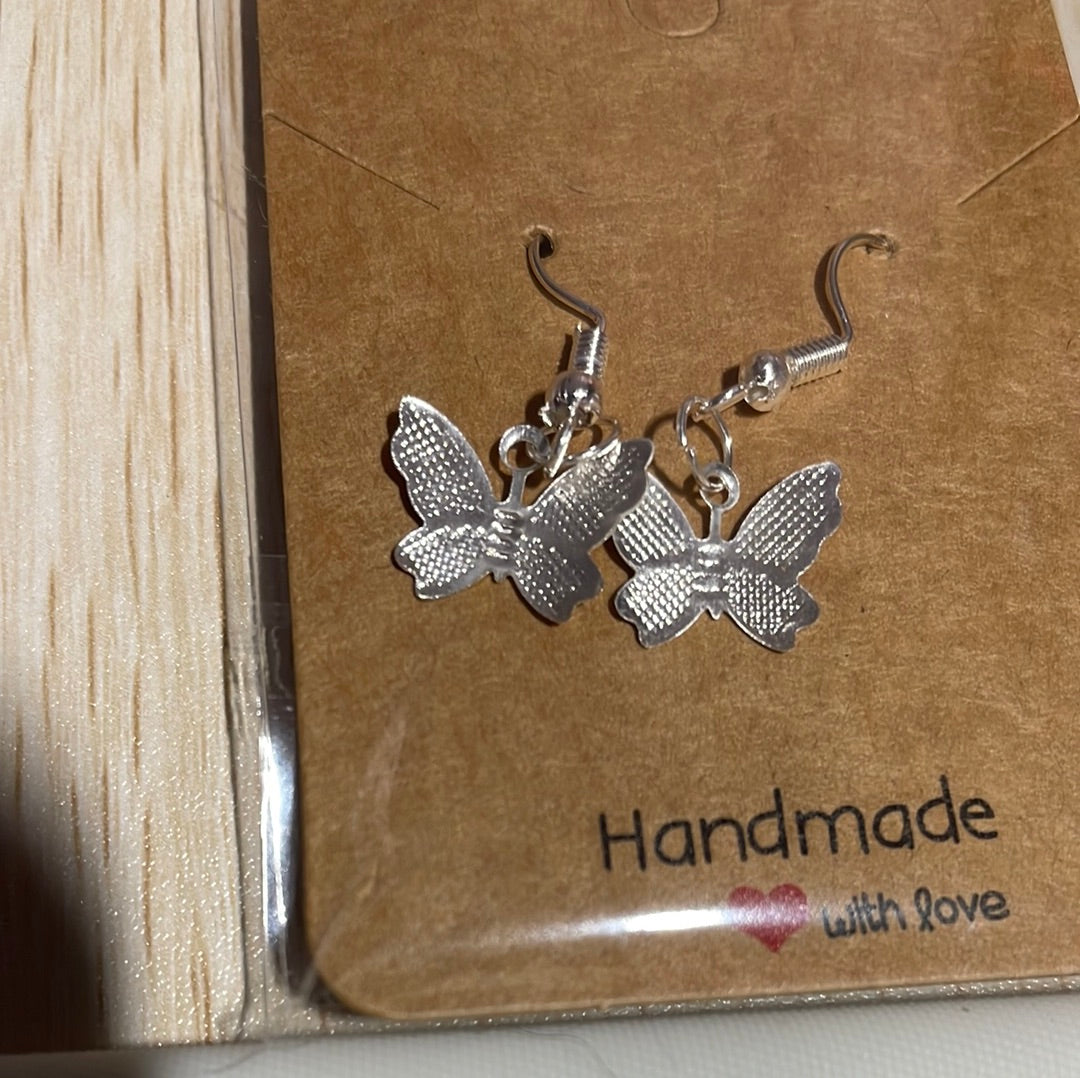 Silver Colour Foil Butterfly Earrings