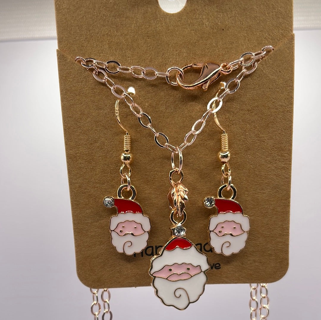 Rhinestone Santa Jewellery Set