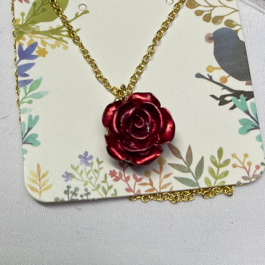 Gold Plated English Rose Tree of Life Pendant - 18"