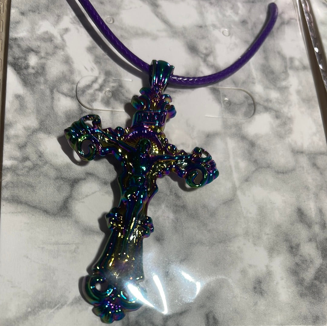 Rainbow Coloured Steel Cross