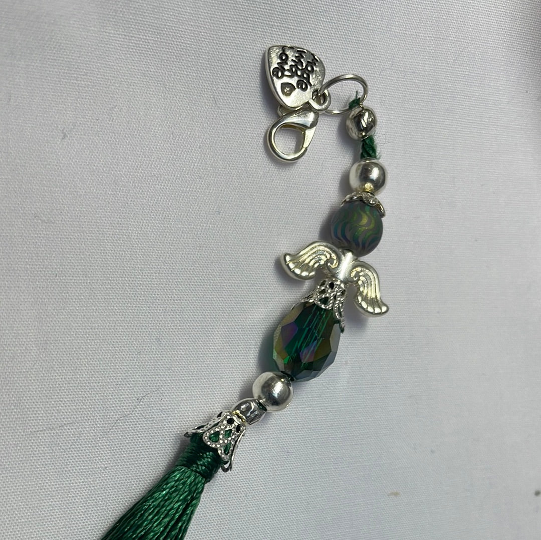 Emerald Green Angel Tassel Charm