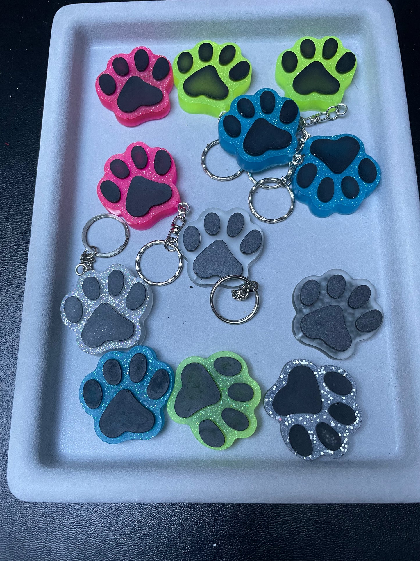 Acrylic Pet Paw & Bone Key Ring & Dashboard Ticket Holders