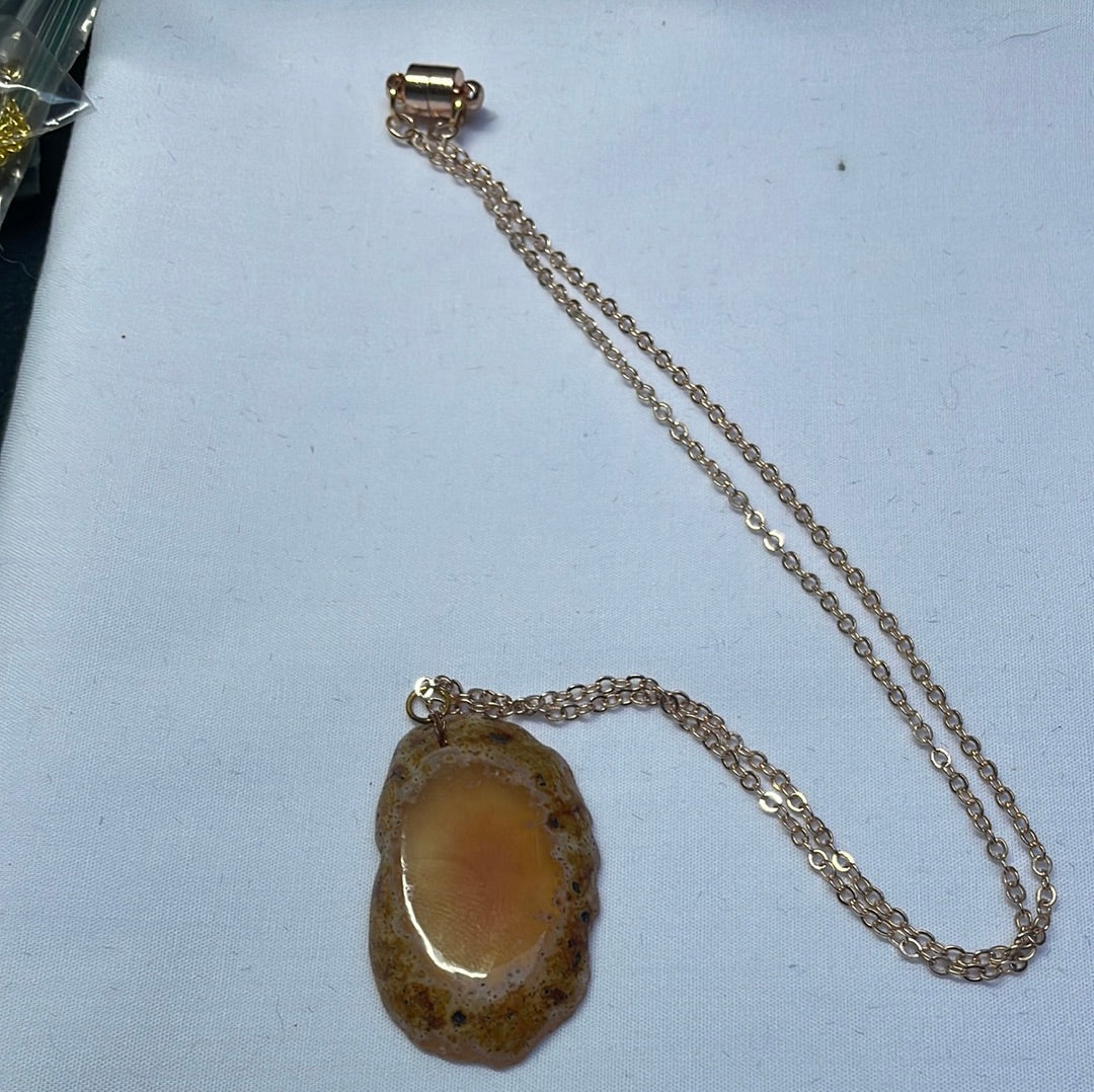 Orange Agate Slice Rose Gold Magnetic